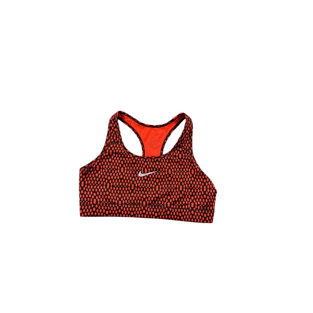Nike Dri-FIT Women Red Black Dot Racerback Sports Bra Large